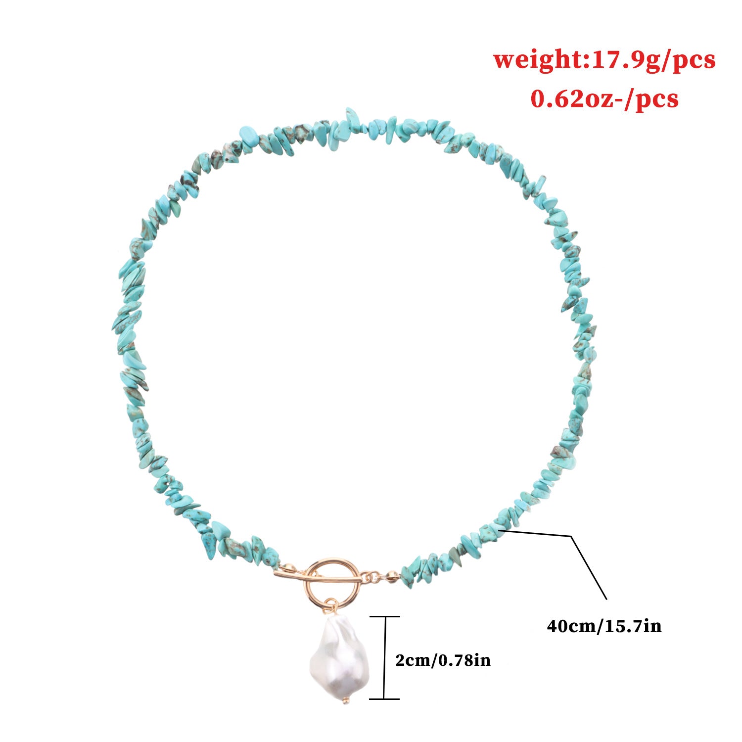 Wholesale Large Shaped Pearl Turquoise Necklace